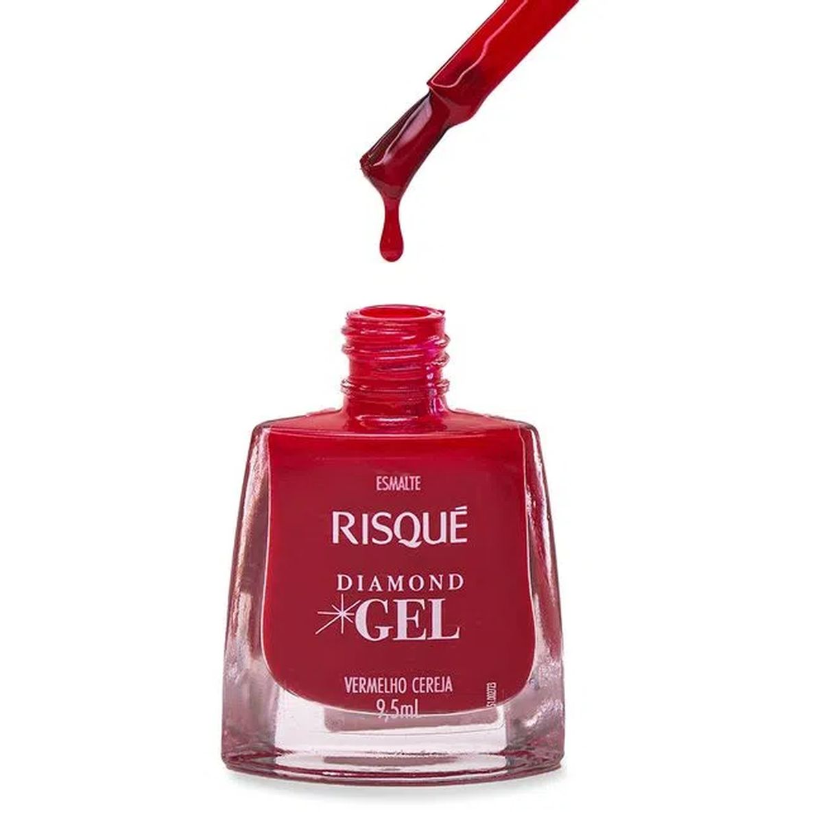 ESMALTE RISQUÉ CREMOSO DIAMOND GEL VERMELHO CEREJA 9,5ML