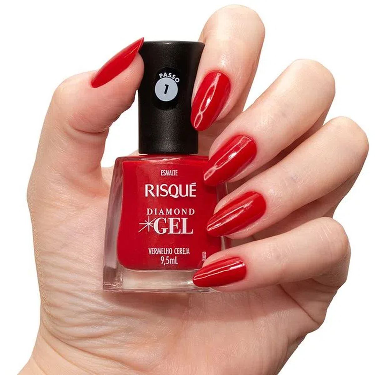 ESMALTE RISQUÉ CREMOSO DIAMOND GEL VERMELHO CEREJA 9,5ML