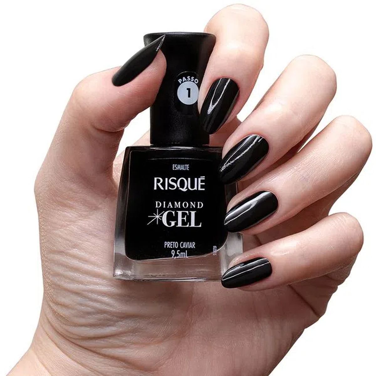 ESMALTE RISQUÉ CREMOSO DIAMOND GEL PRETO CAVIAR 9,5ML