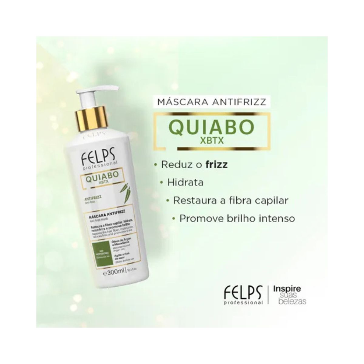 MÁSCARA ANTIFRIZZ QUIABO XBTX FELPS 300ML