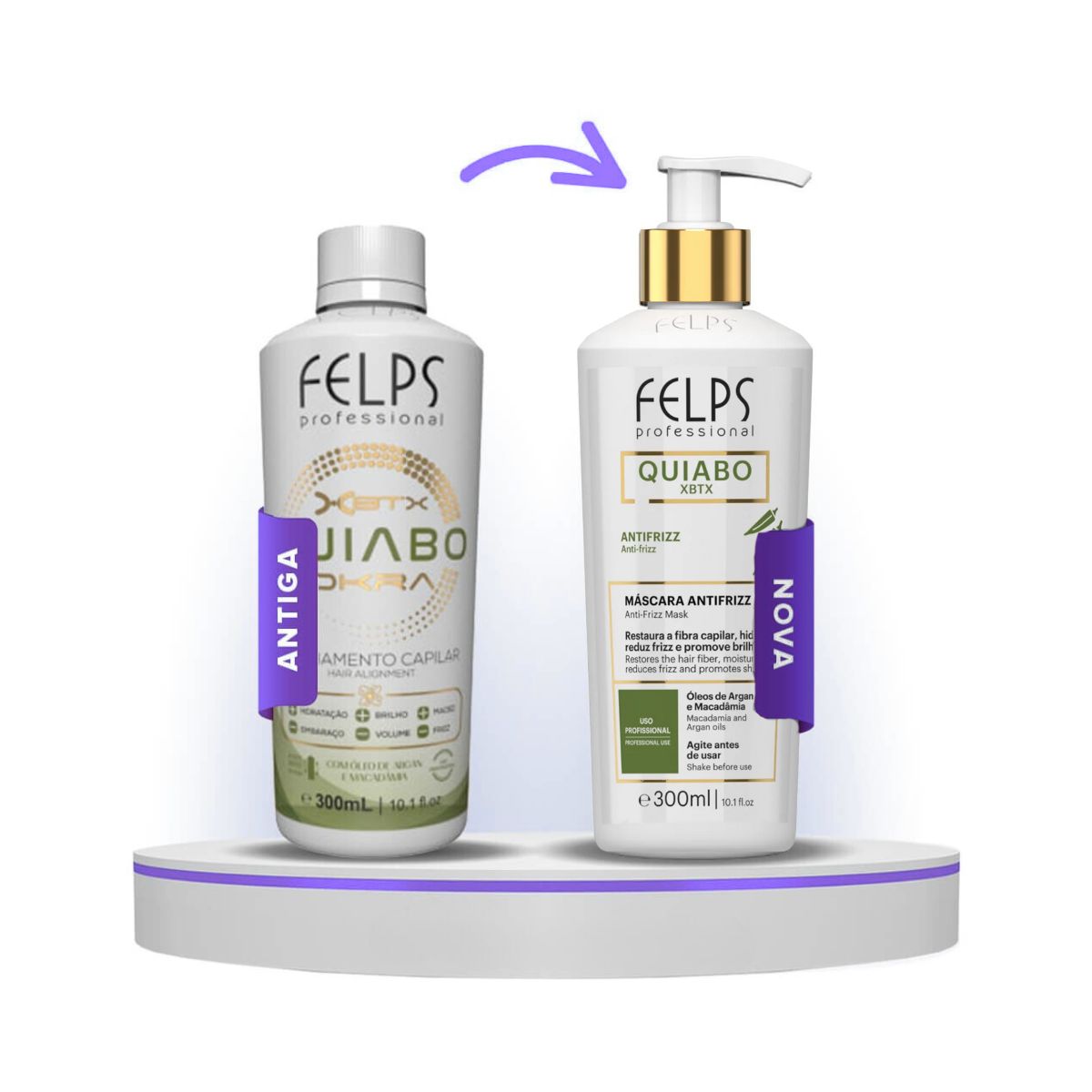 MÁSCARA ANTIFRIZZ QUIABO XBTX FELPS 300ML
