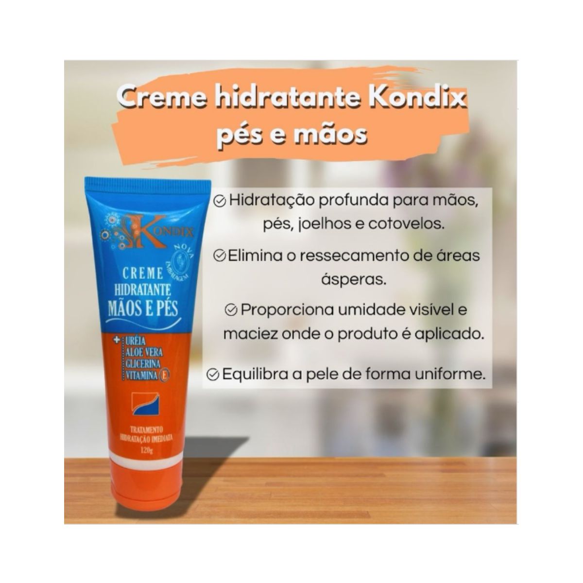 CREME HIDRATANTE MAOS E PES COM UREIA KONDIX 120G