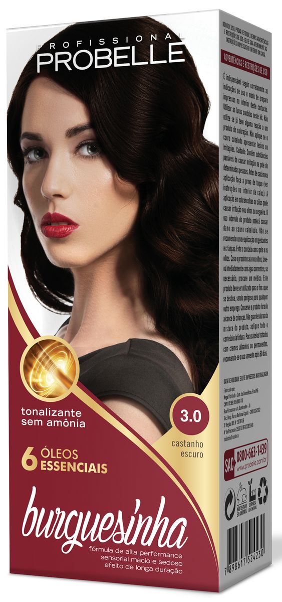 TONALIZANTE BURGUESINHA 3.0 CASTANHO ESCURO PROBELLE 50ML