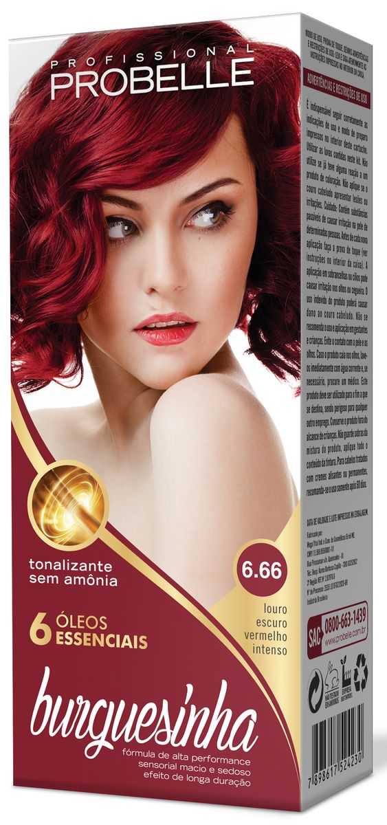 TONALIZANTE BURGUESINHA 6.66 LOURO ESCURO VERMELHO INTENSO PROBELLE 50ML