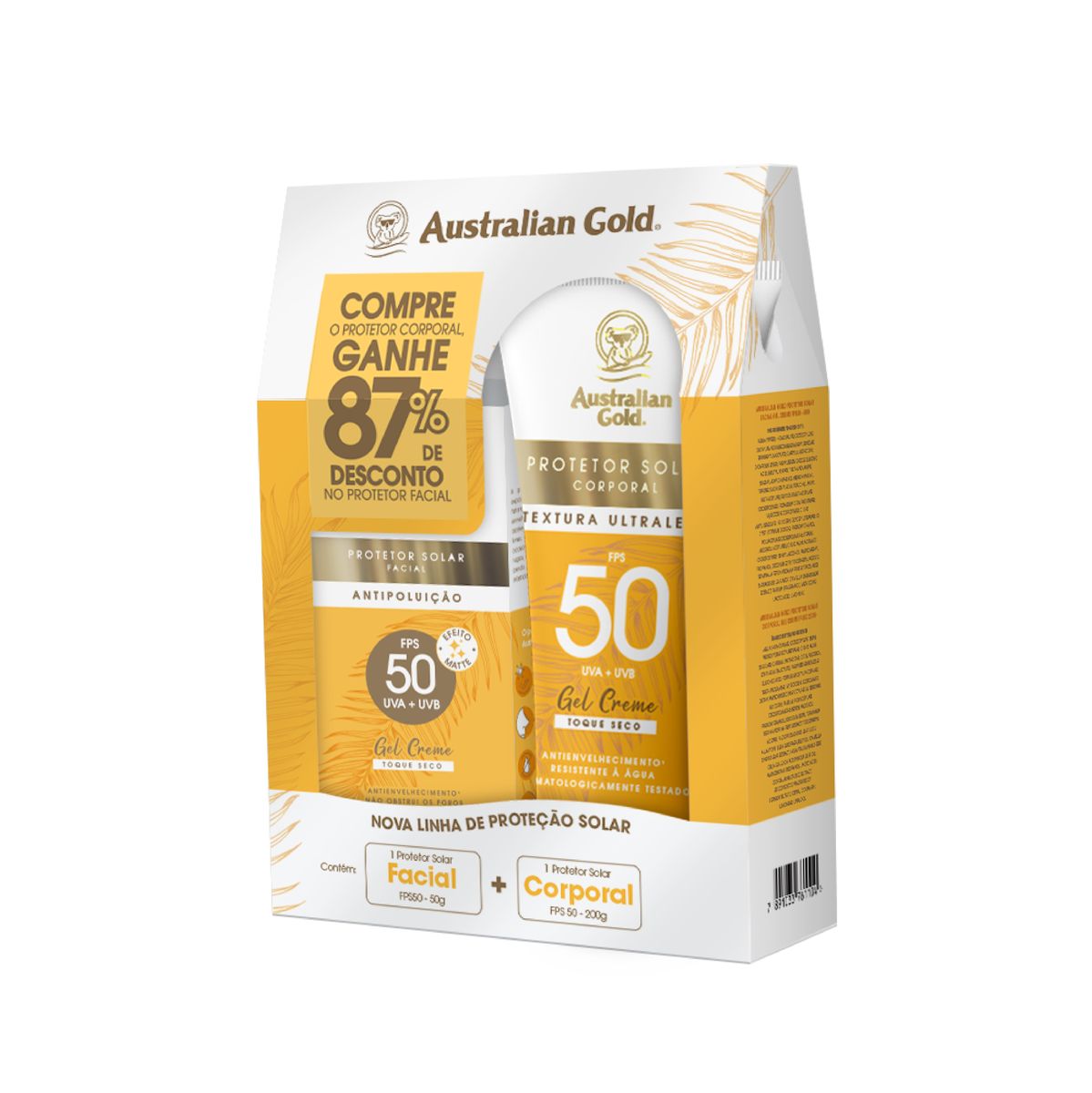 KIT PROTETOR SOLAR CORPORAL FPS50 + PROTETOR SOLAR FACIAL FPS50 AUTRALIAN GOLD