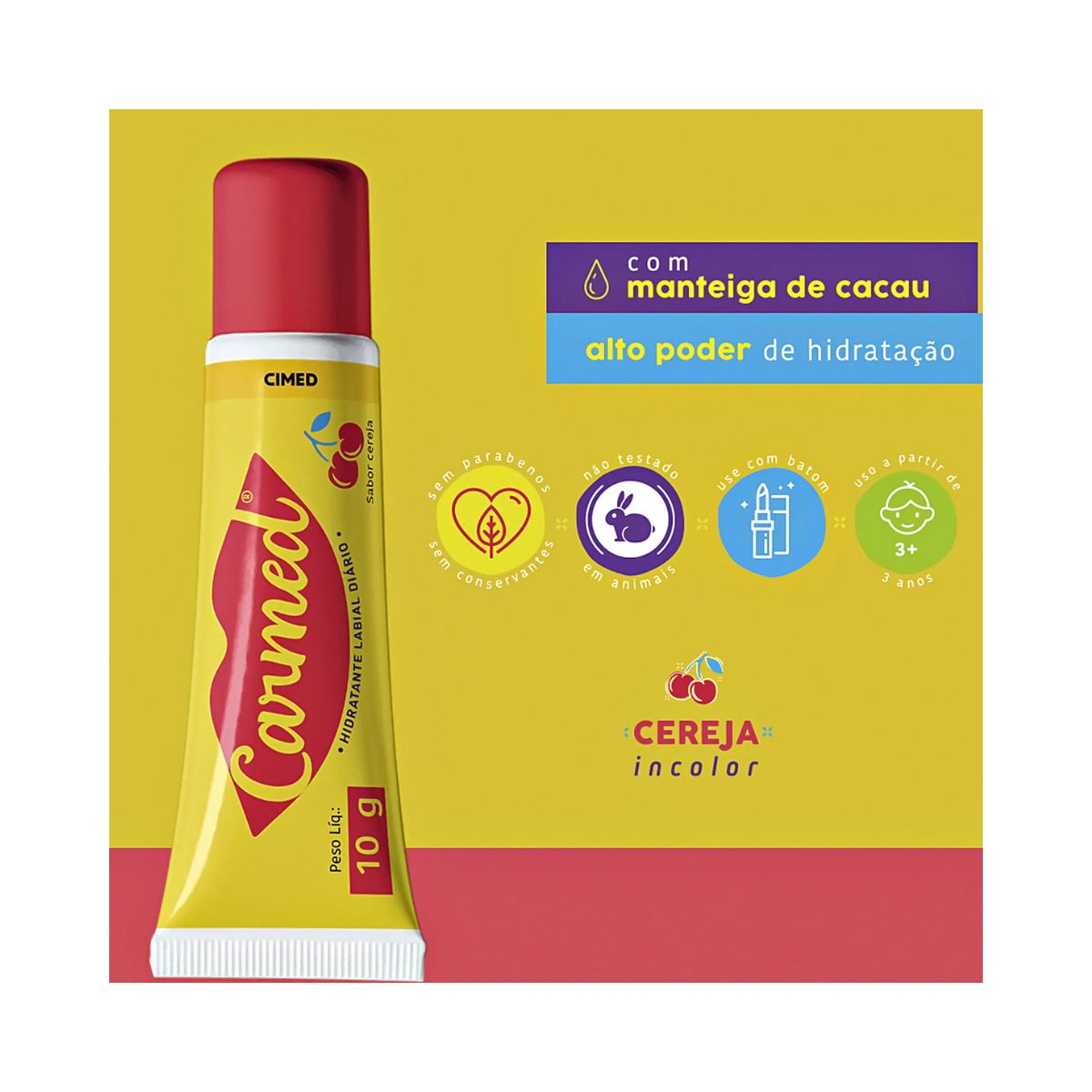 HIDRATANTE LABIAL BISNAGA CEREJA CARMED CIMED 10G