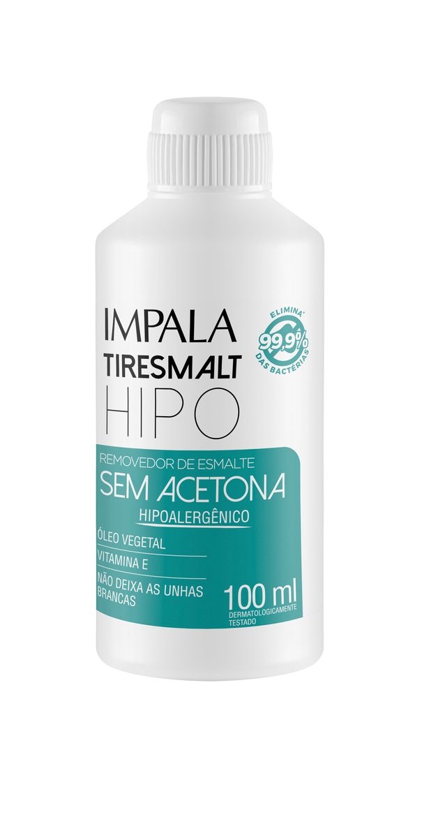 REMOVEDOR DE ESMALTE TIRESMALTE HIPOLERGÊNICO SEM ACETONA IMPALA 100ML