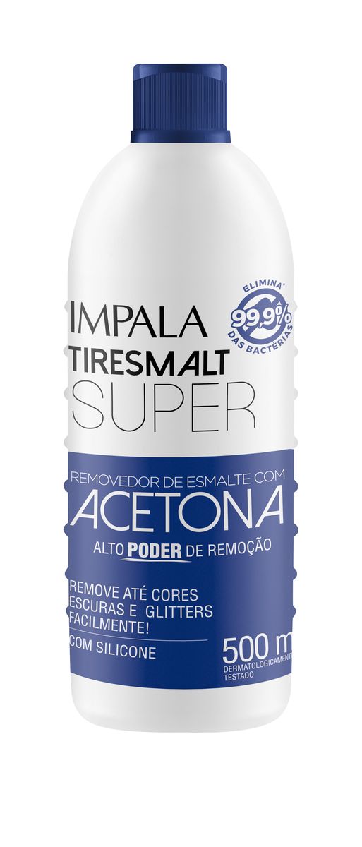 REMOVEDOR DE ESMALTE TIRESMALTE SUPER COM ACETONA IMPALA 500ML