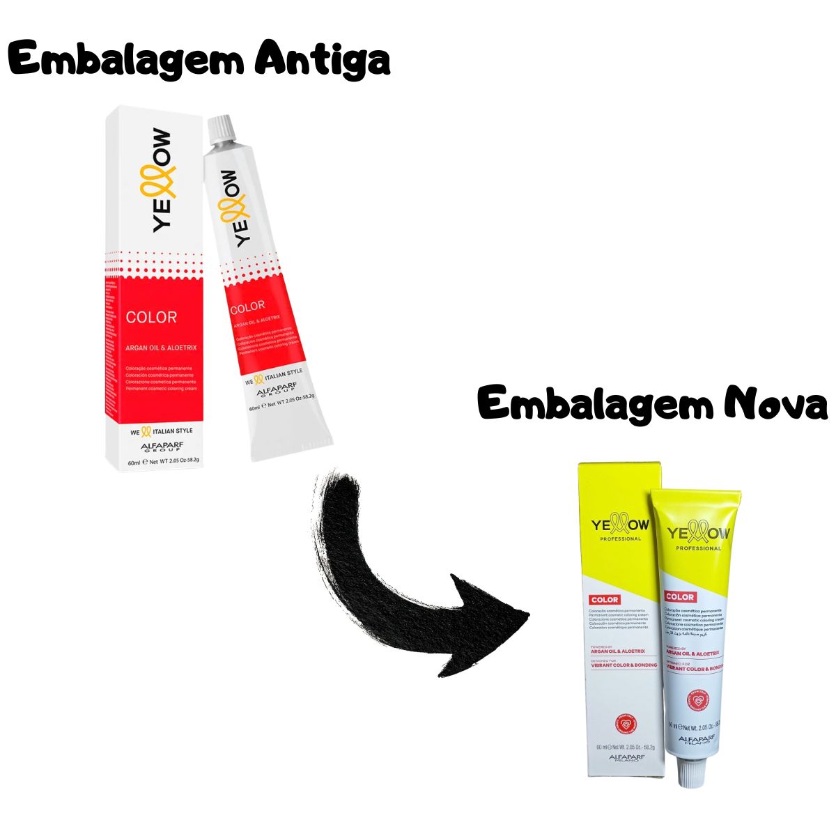 COLORAÇÃO PERMANENTE 1.0 PRETO YELLOW COLOR ALFAPARF 60ML