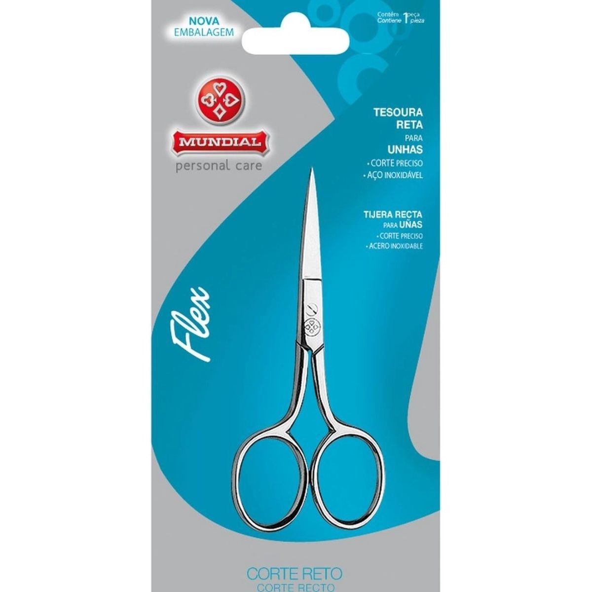 TESOURA PARA UNHA FLEX RETA INOX BC326 MUNDIAL