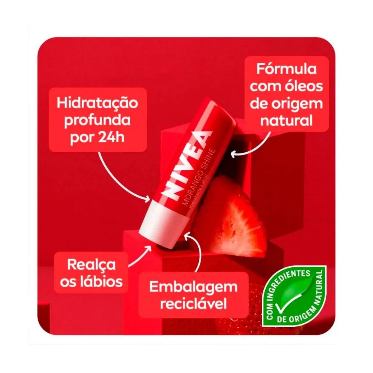 HIDRATANTE PROTETOR LABIAL MORANGO SHINE NIVEA 4.8G
