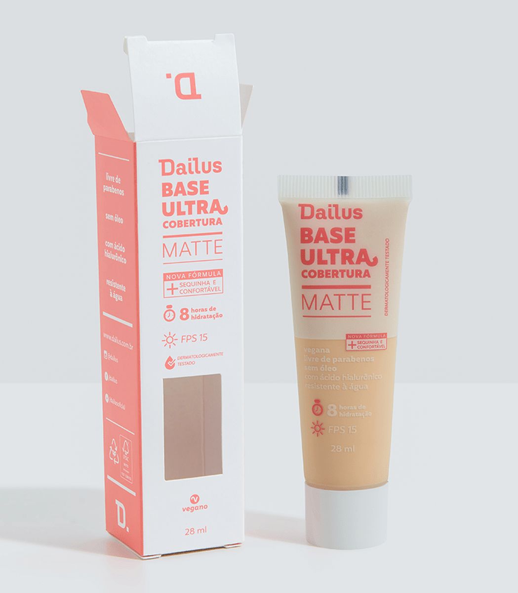 BASE LÍQUIDA VEGANA ULTRA COBERTURA D2 CLARO DAILUS 28ML