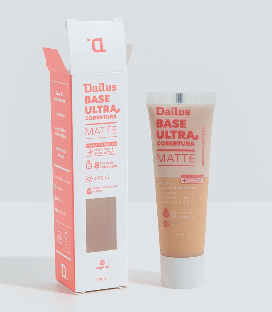 BASE LÍQUIDA VEGANA ULTRA COBERTURA D4 CLARO DAILUS 28ML