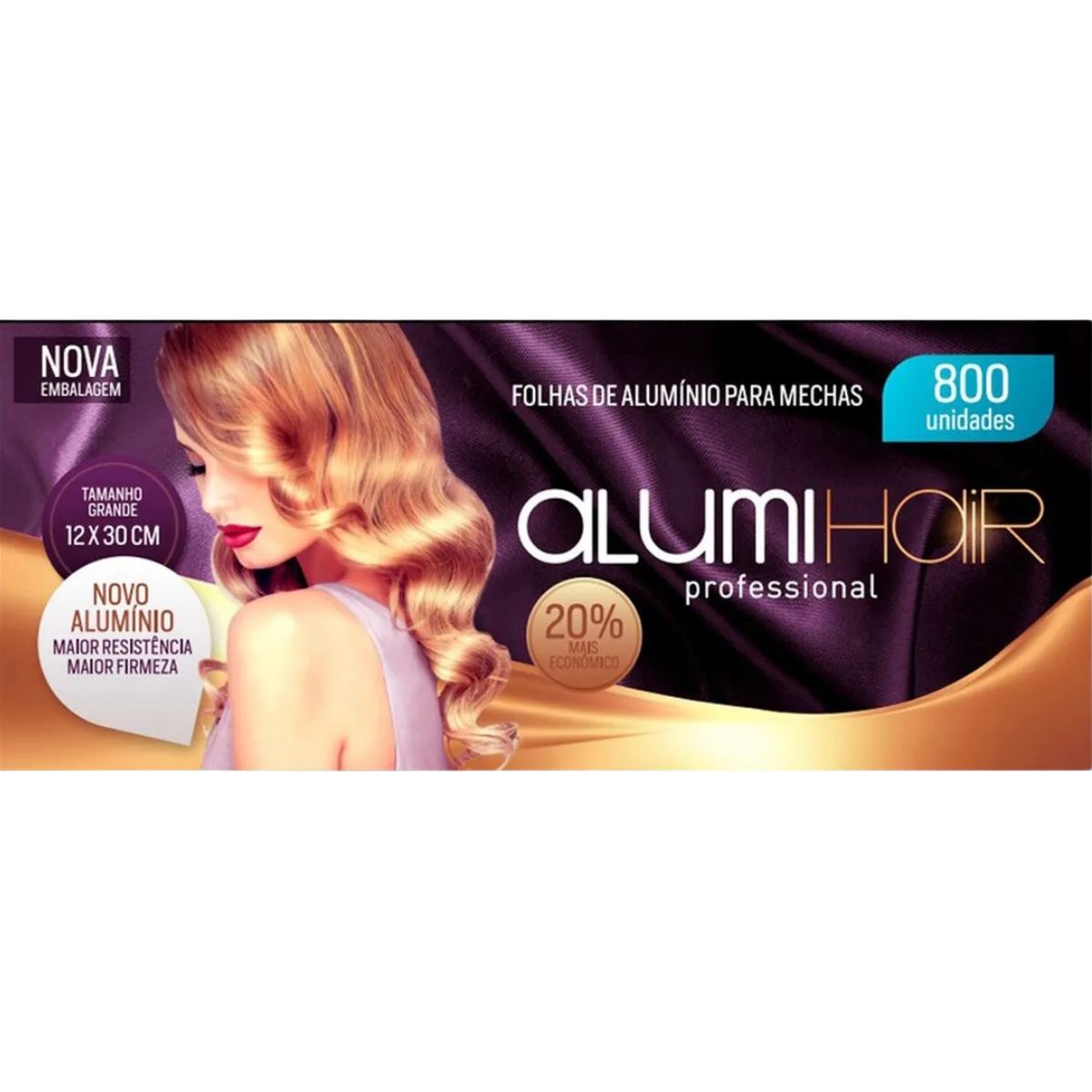FOLHA DE ALUMÍNIO PARA MECHAS ALUMI HAIR 12X30 COM 800 UNIDADES