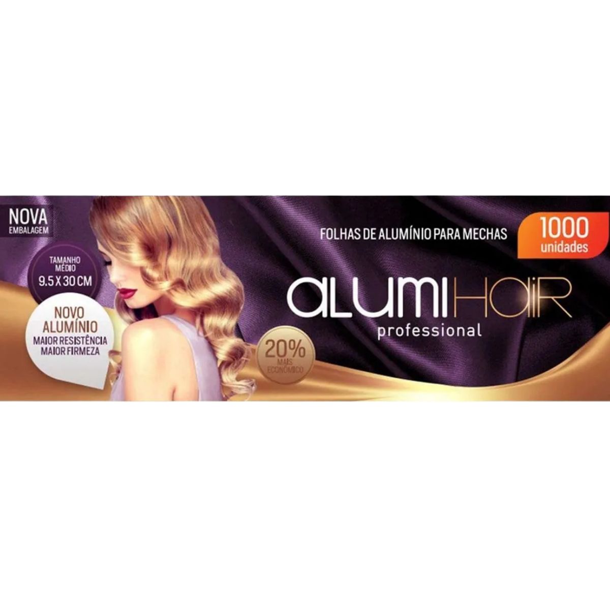 FOLHAS DE ALUMÍNIO PARA MECHAS ALUMI HAIR 9,5X30 C/ 1000 UNIDADES