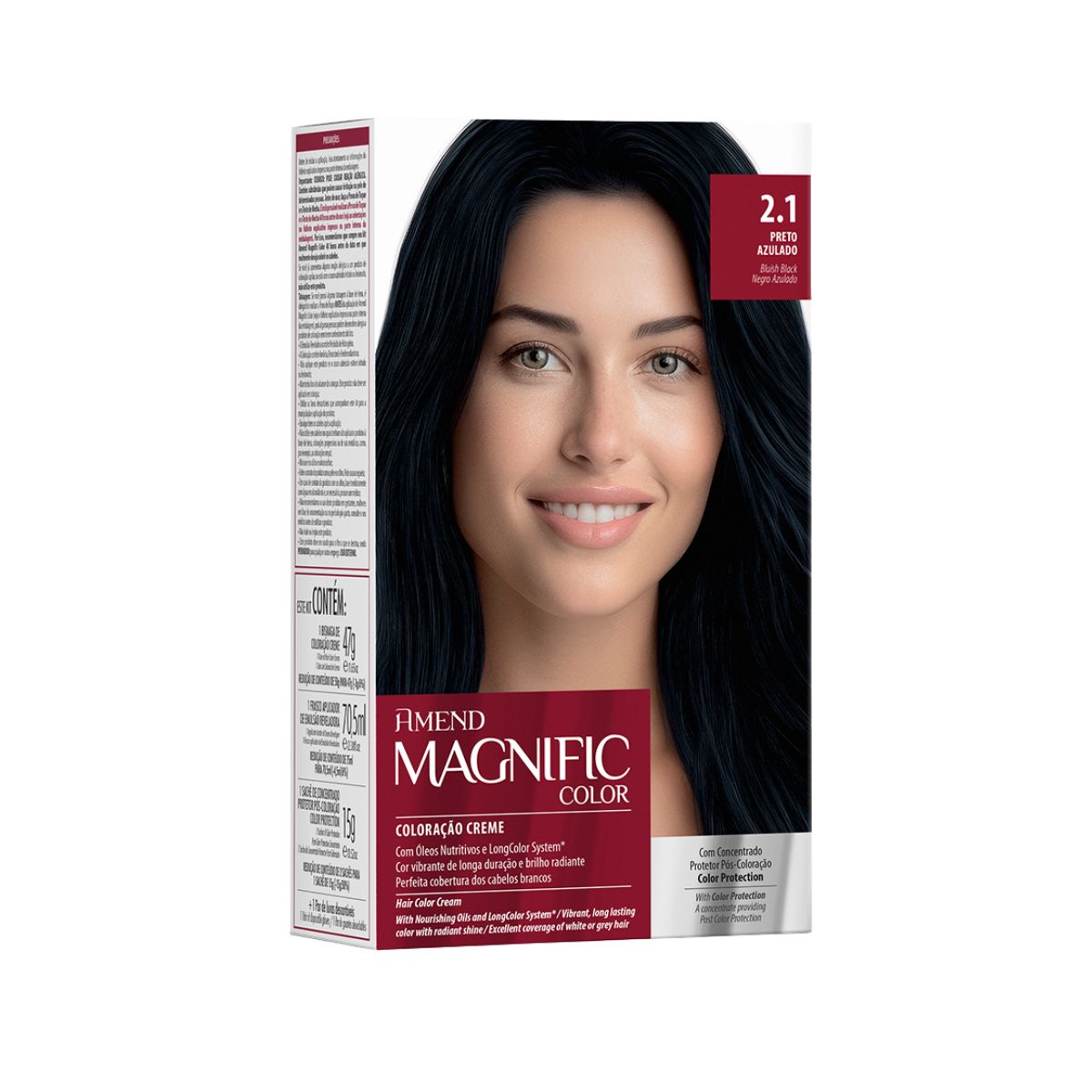 COLORAÇÃO CREME MAGNIFIC COLOR 2.1 PRETO AZULADO AMEND