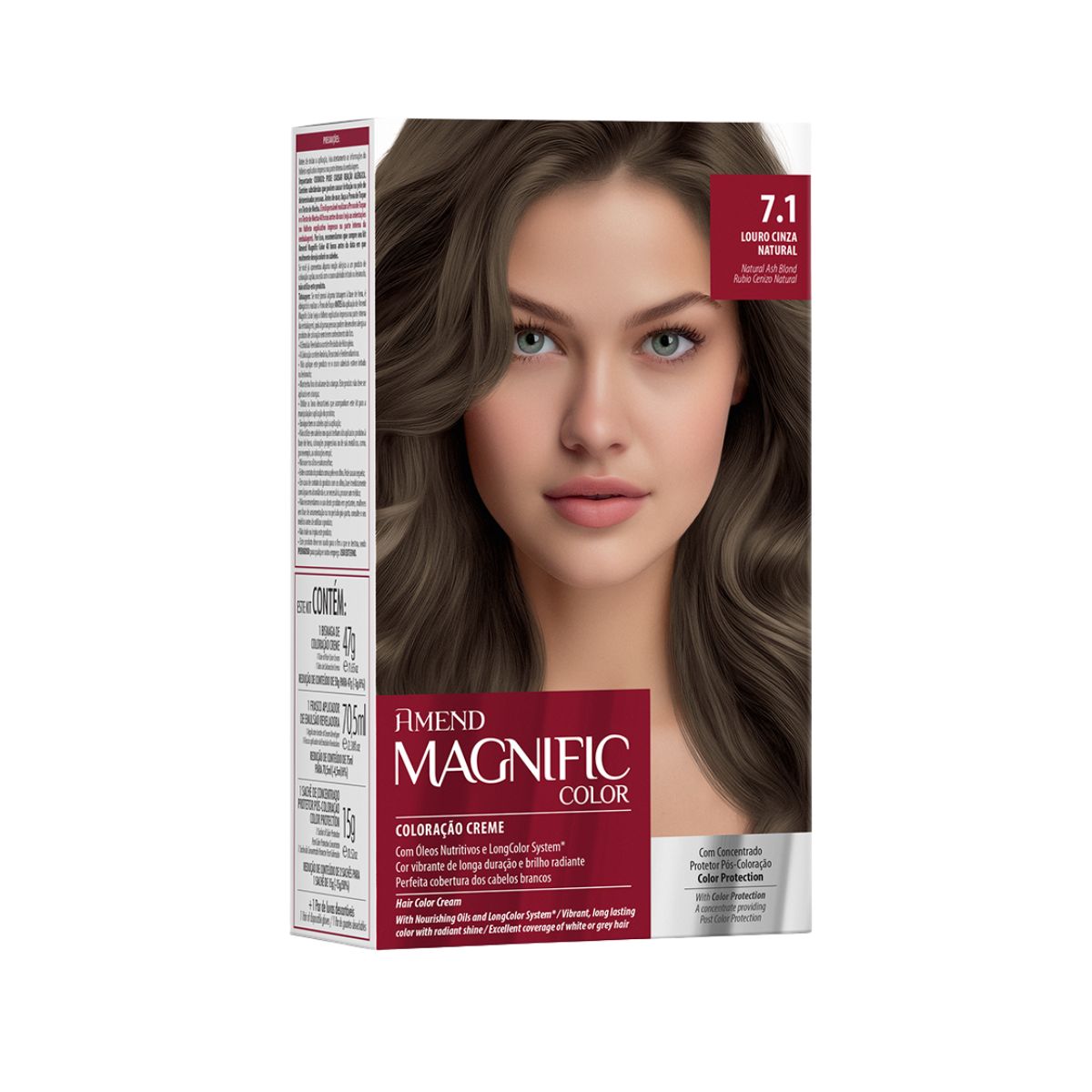 COLORAÇÃO CREME MAGNIFIC COLOR 7.1 LOURO CINZA NATURAL AMEND