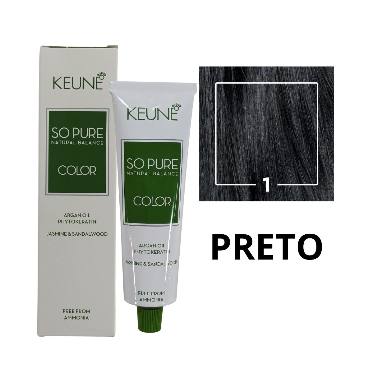 COLORAÇÃO SO PURE COLOR 1 PRETO KEUNE 60ML