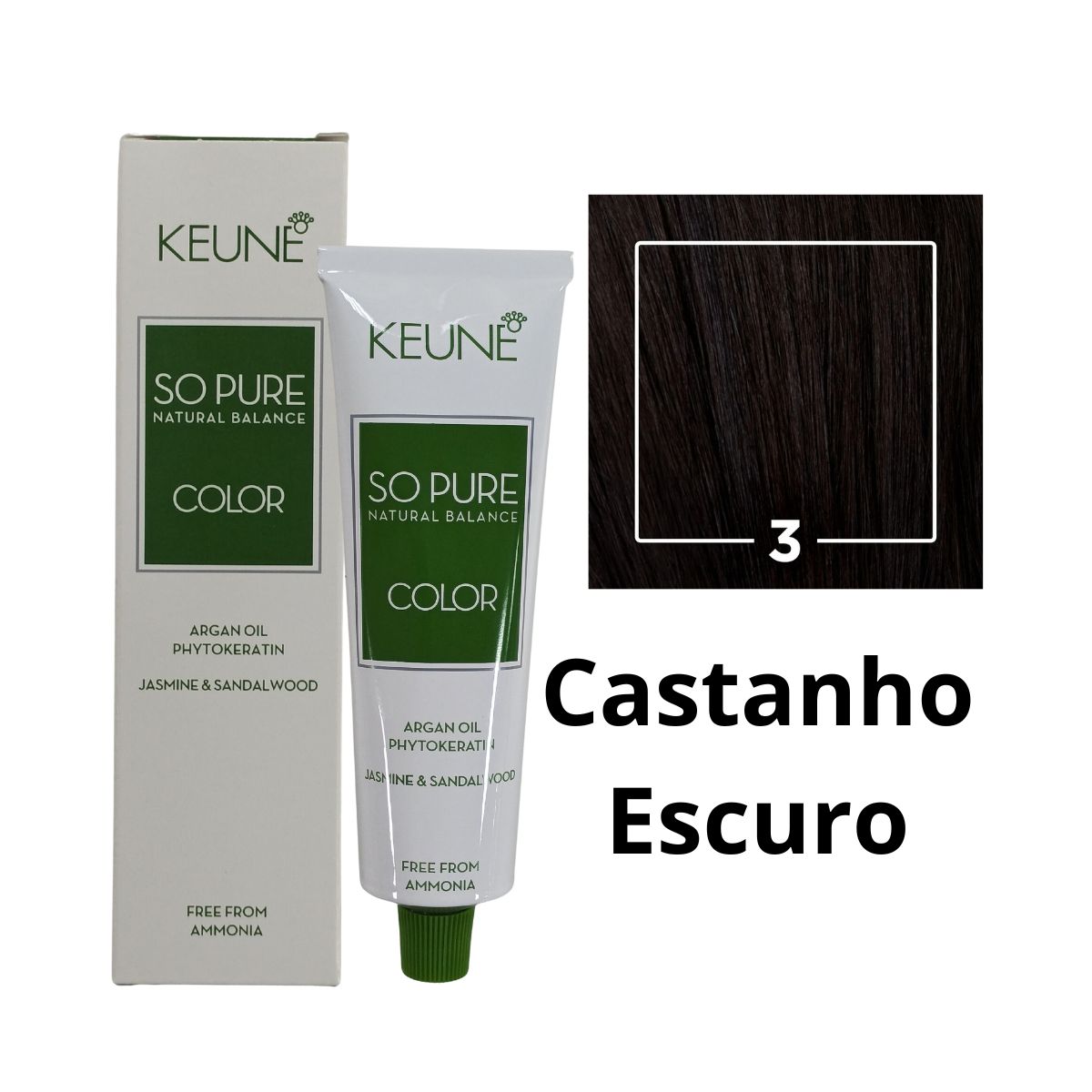 COLORAÇÃO SO PURE COLOR 3 CASTANHO ESCURO KEUNE 60ML