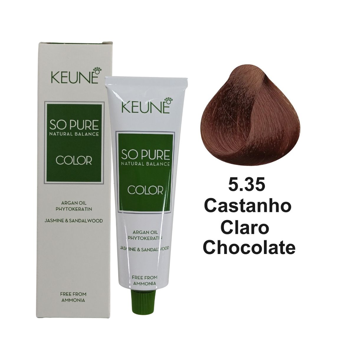 COLORAÇÃO SO PURE COLOR 5.35 CASTANHO CLARO CHOCOLATE KEUNE 60ML