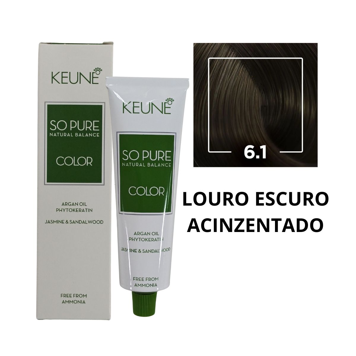 COLORAÇÃO SO PURE COLOR 6.1 LOURO ESCURO ACINZENTADO KEUNE 60ML