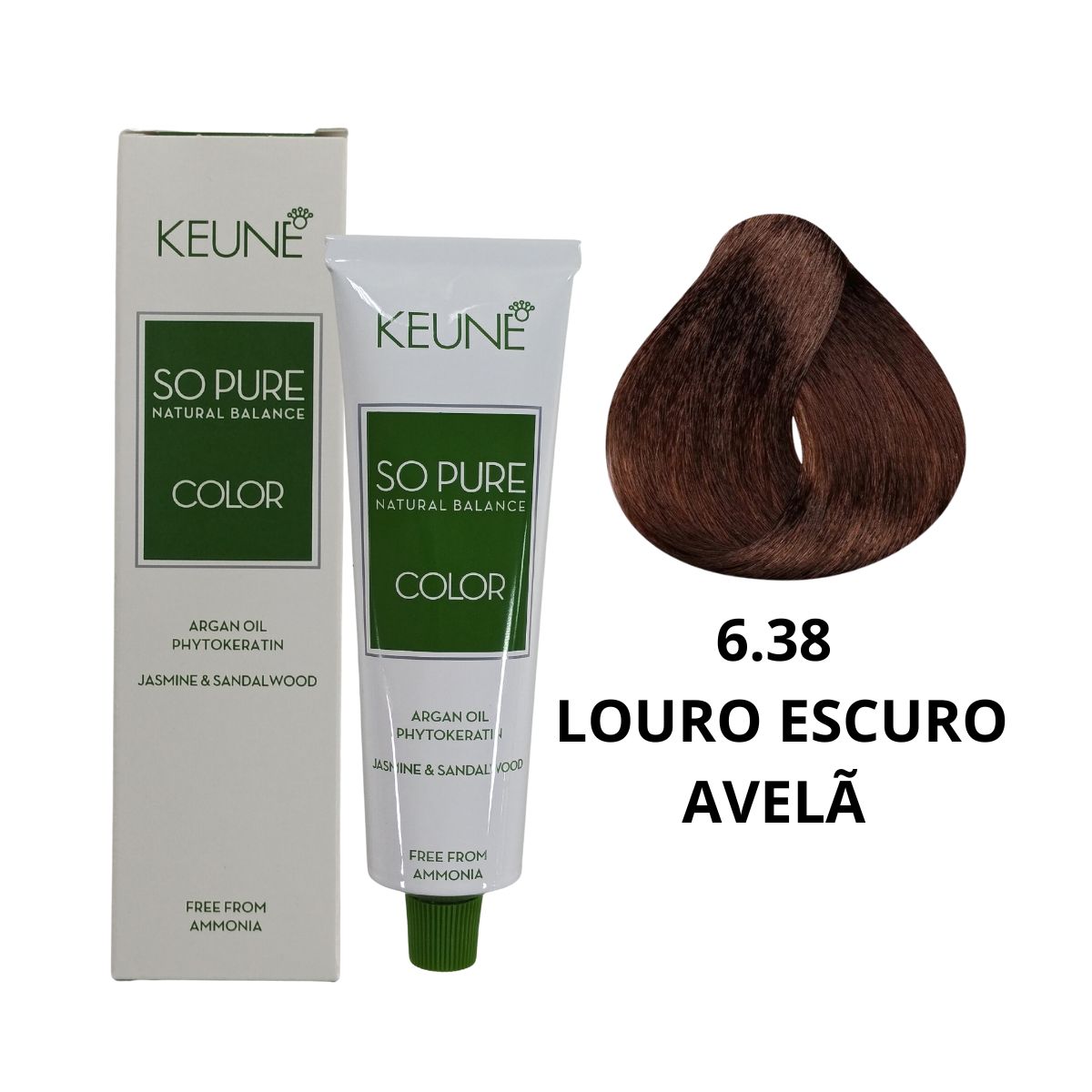 COLORAÇÃO SO PURE COLOR 6.38 LOURO ESCURO AVELÃ KEUNE 60ML