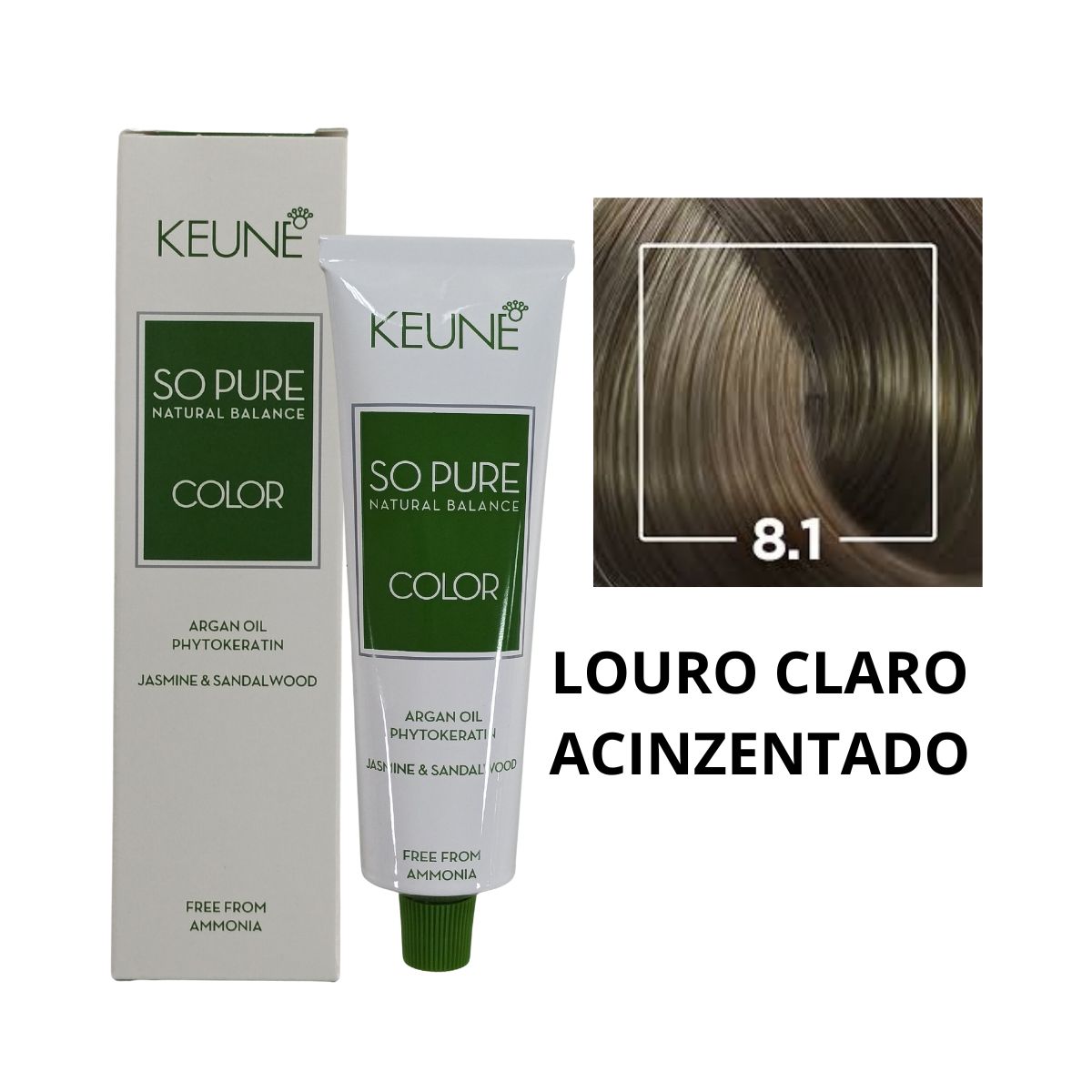 COLORAÇÃO SO PURE COLOR 8.1 LOURO CLARO ACINZENTADO KEUNE 60ML