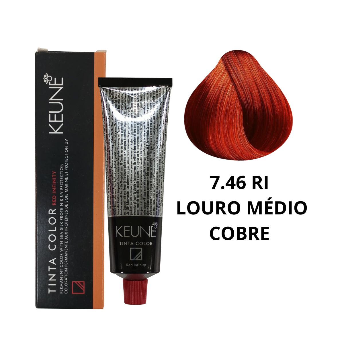 COLORAÇÃO TINTA COLOR RED INFINITY 7.46 RI LOURO MÉDIO COBRE KEUNE 60ML