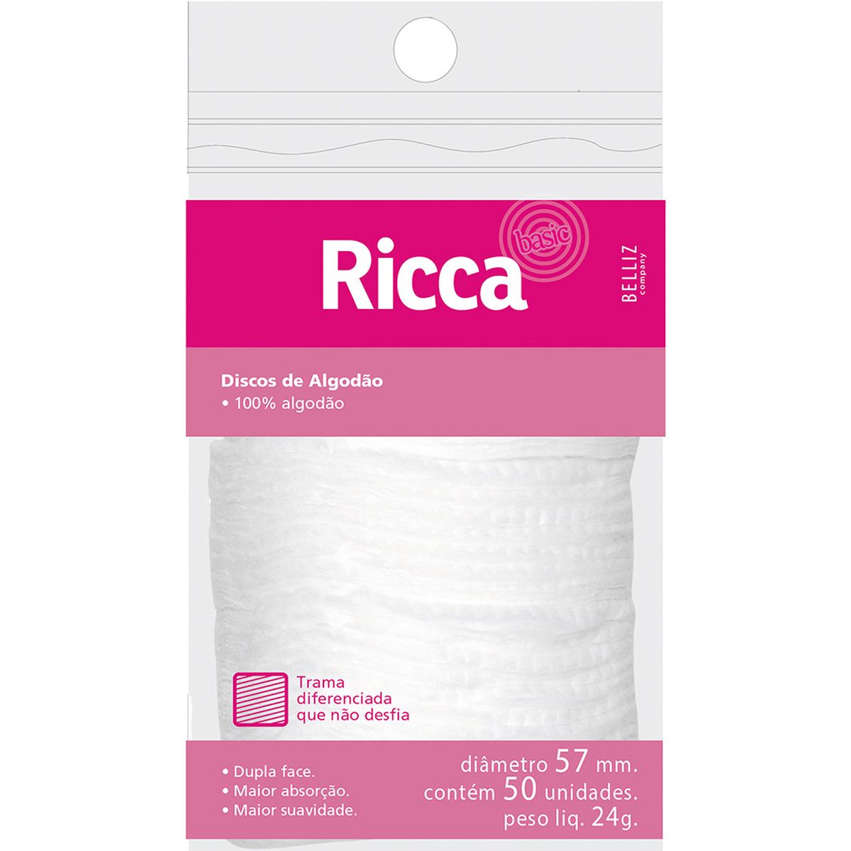 ALGODÃO DISCO RICCA COM 50 UNIDADES