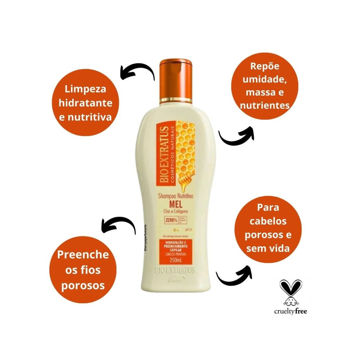 SHAMPOO NUTRITIVO MEL, CHIA E COLÁGENO BIO EXTRATUS 250ML