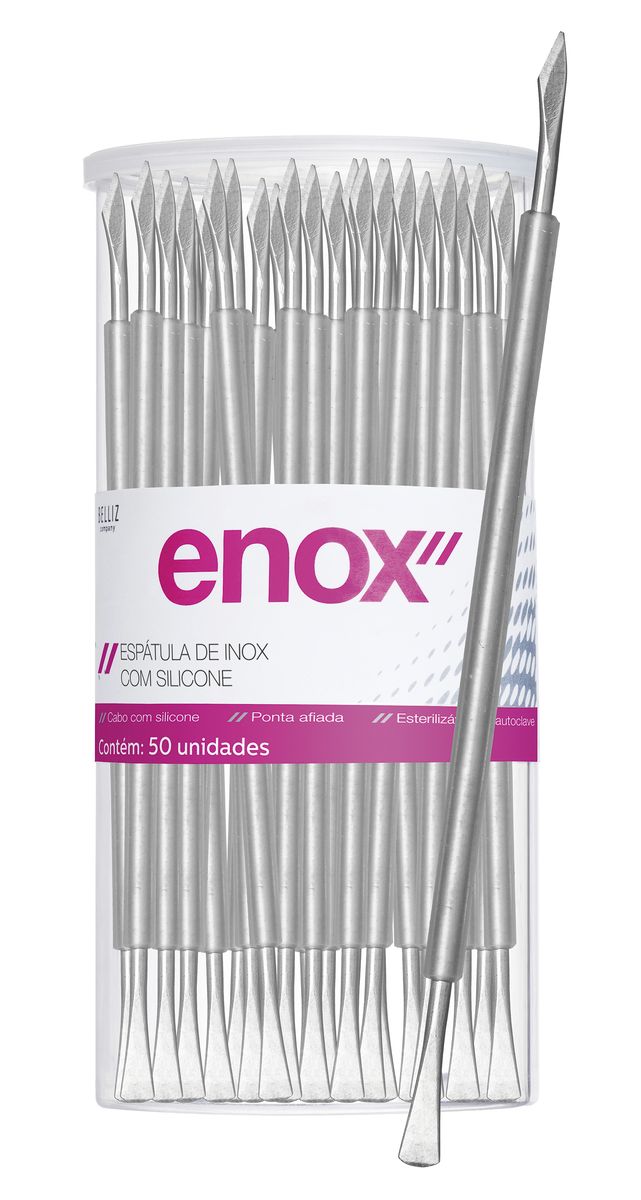 ESPÁTULA PARA UNHA DE INOX COM SILICONE ENOX