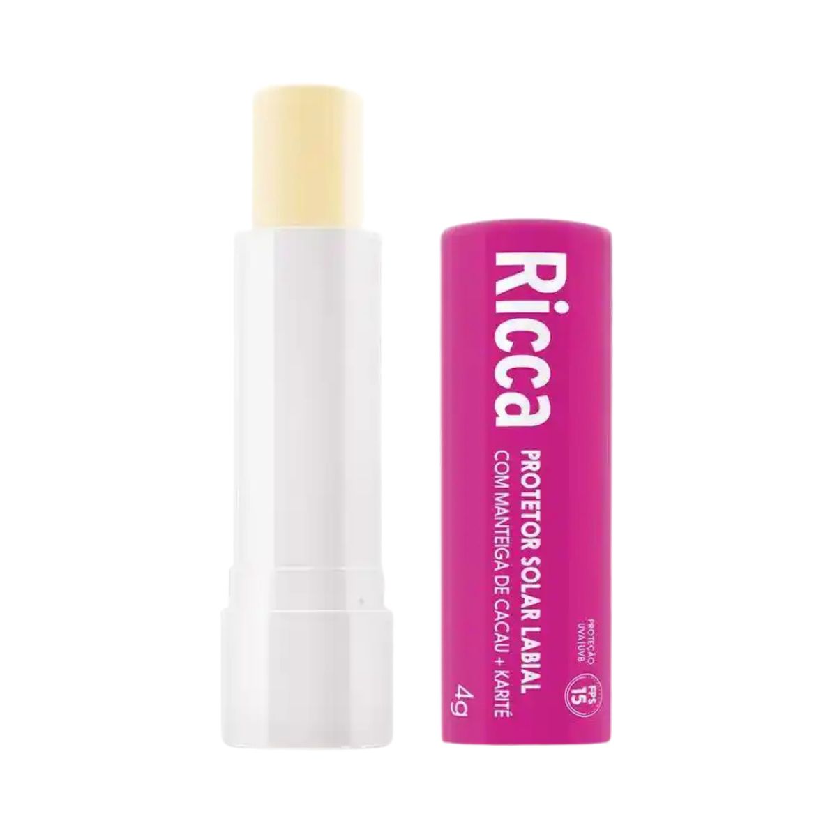 PROTETOR LABIAL COM MANTEIGA DE CACAU + KARITE FPS 15 RICCA 3,5G