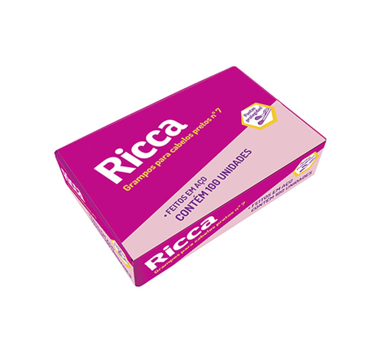 GRAMPO PARA CABELO Nº7 PRETO CAIXA COM 100 UNIDADES RICCA
