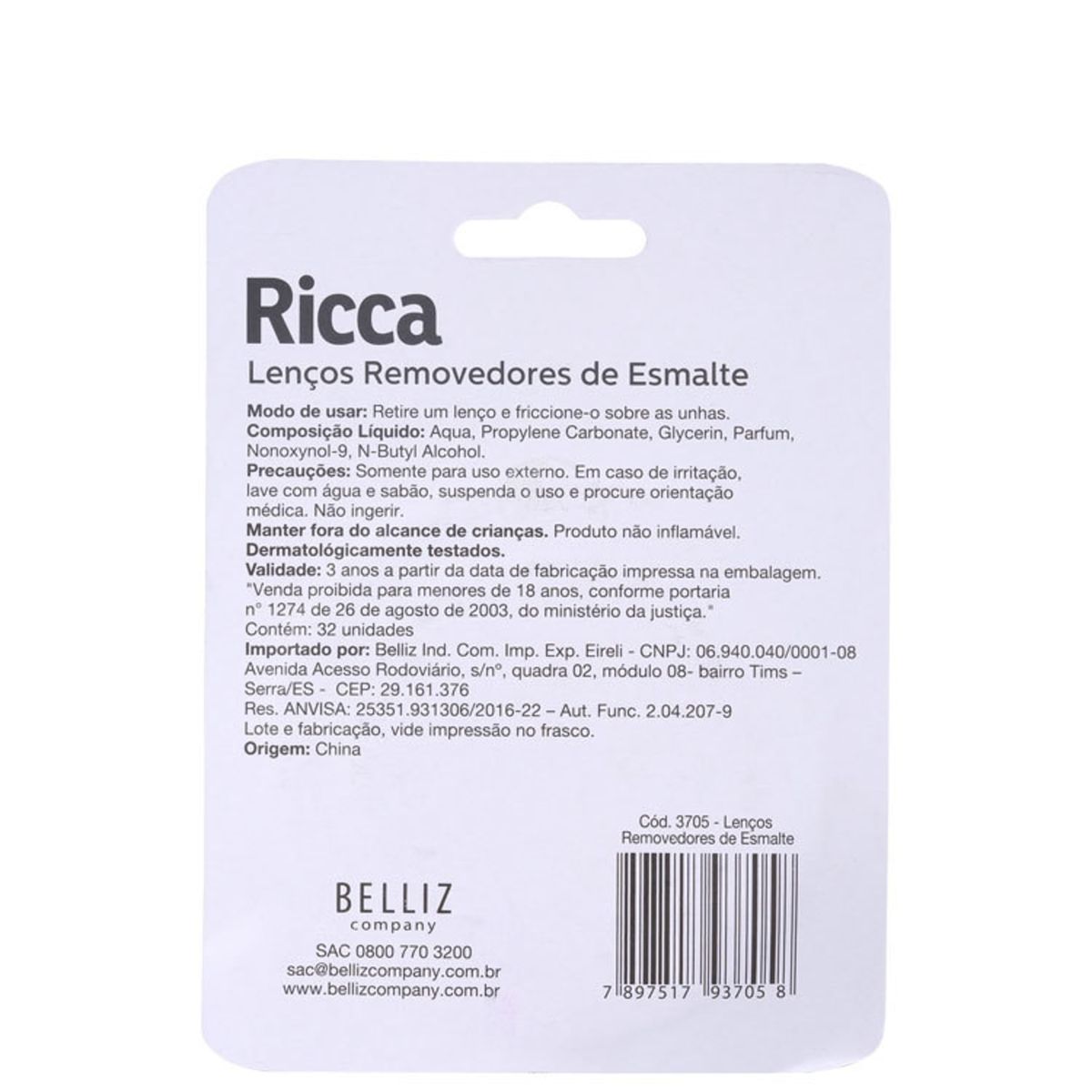 LENÇOS REMOVEDORES DE ESMALTE 32UN RICCA