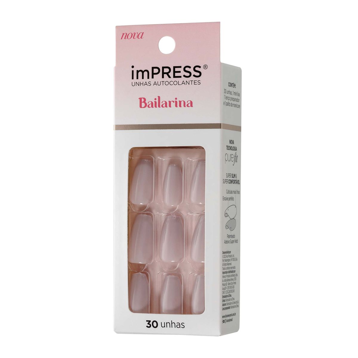 UNHAS POSTIÇAS IMPRESS AUTOCOLANTES BAILARINA MÉDIA CHIC KISS NEW YORK