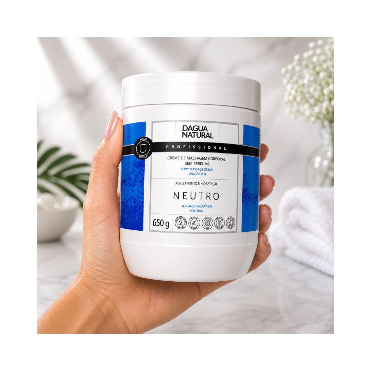 CREME DE MASSAGEM NEUTRO DÁGUA NATURAL 650G