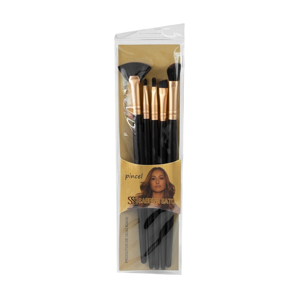 KIT PINCEIS PARA MAQUIAGEM COM 5 UNIDADES SABRINA SATO SS-1912
