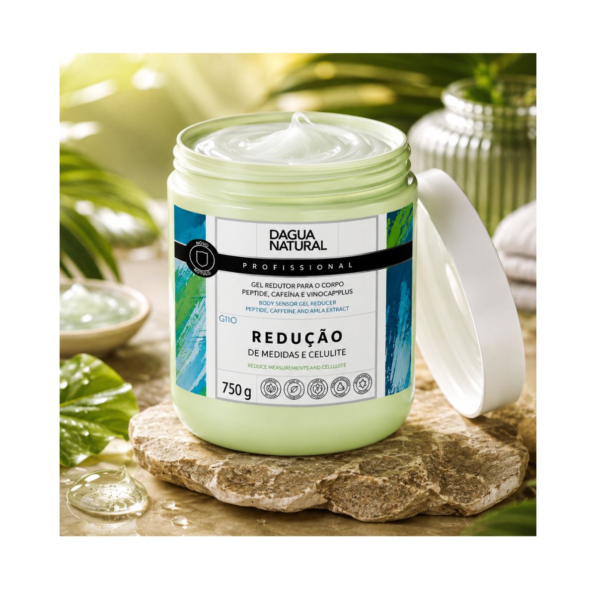 GEL REDUTOR DE MEDIDAS PARA O CORPO MENTOL E CÂNFORA CAFEÍNA DÁGUA NATURAL 750G