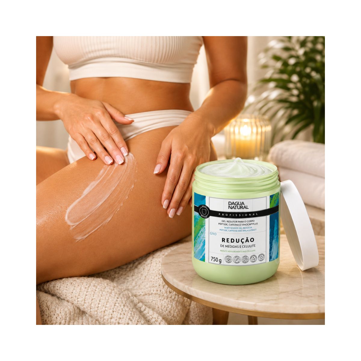 GEL REDUTOR DE MEDIDAS PARA O CORPO MENTOL E CÂNFORA CAFEÍNA DÁGUA NATURAL 750G