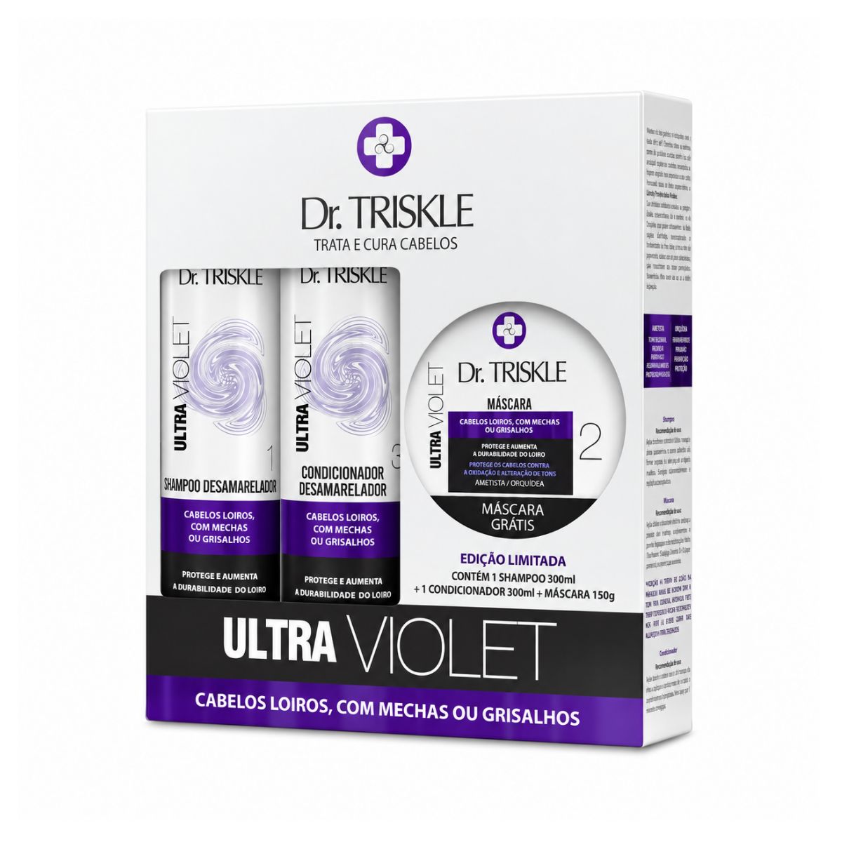 KIT SHAMPOO 300ML + CONDICIONADOR 300ML + MÁSCARA 150GR VIOLET DR TRISKLE