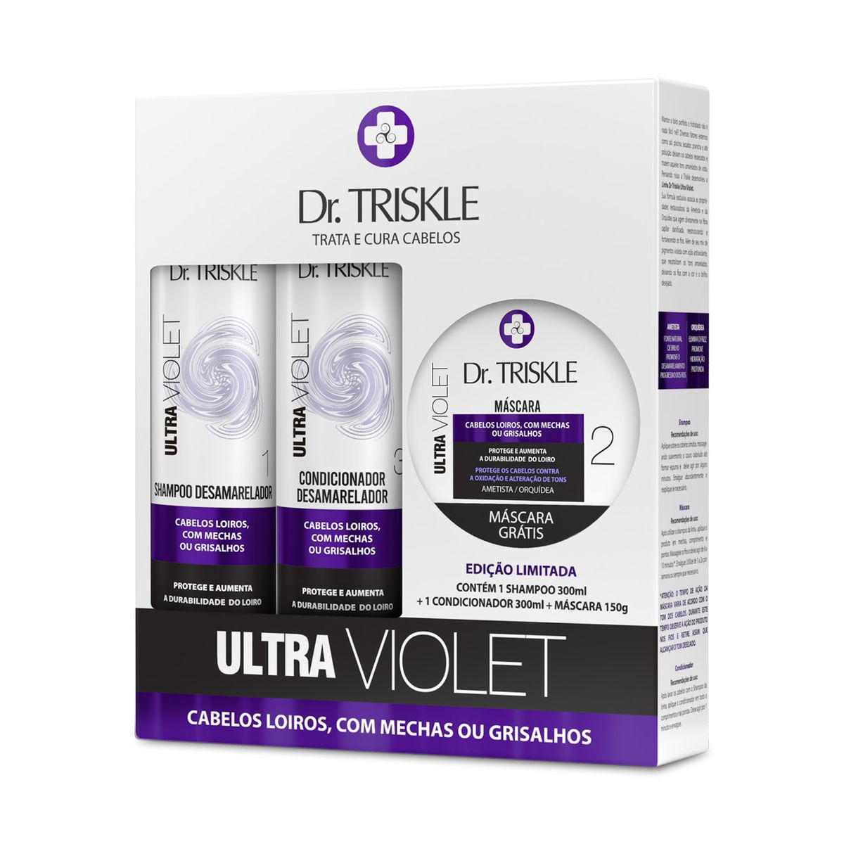 KIT SHAMPOO 300ML + CONDICIONADOR 300ML + MÁSCARA 150GR VIOLET DR TRISKLE