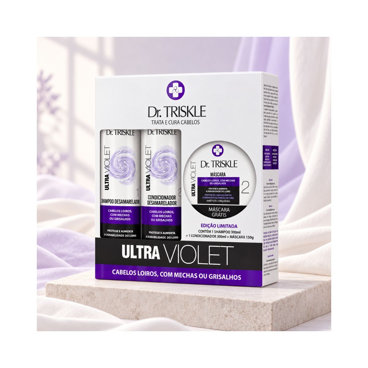 KIT SHAMPOO 300ML + CONDICIONADOR 300ML + MÁSCARA 150GR VIOLET DR TRISKLE