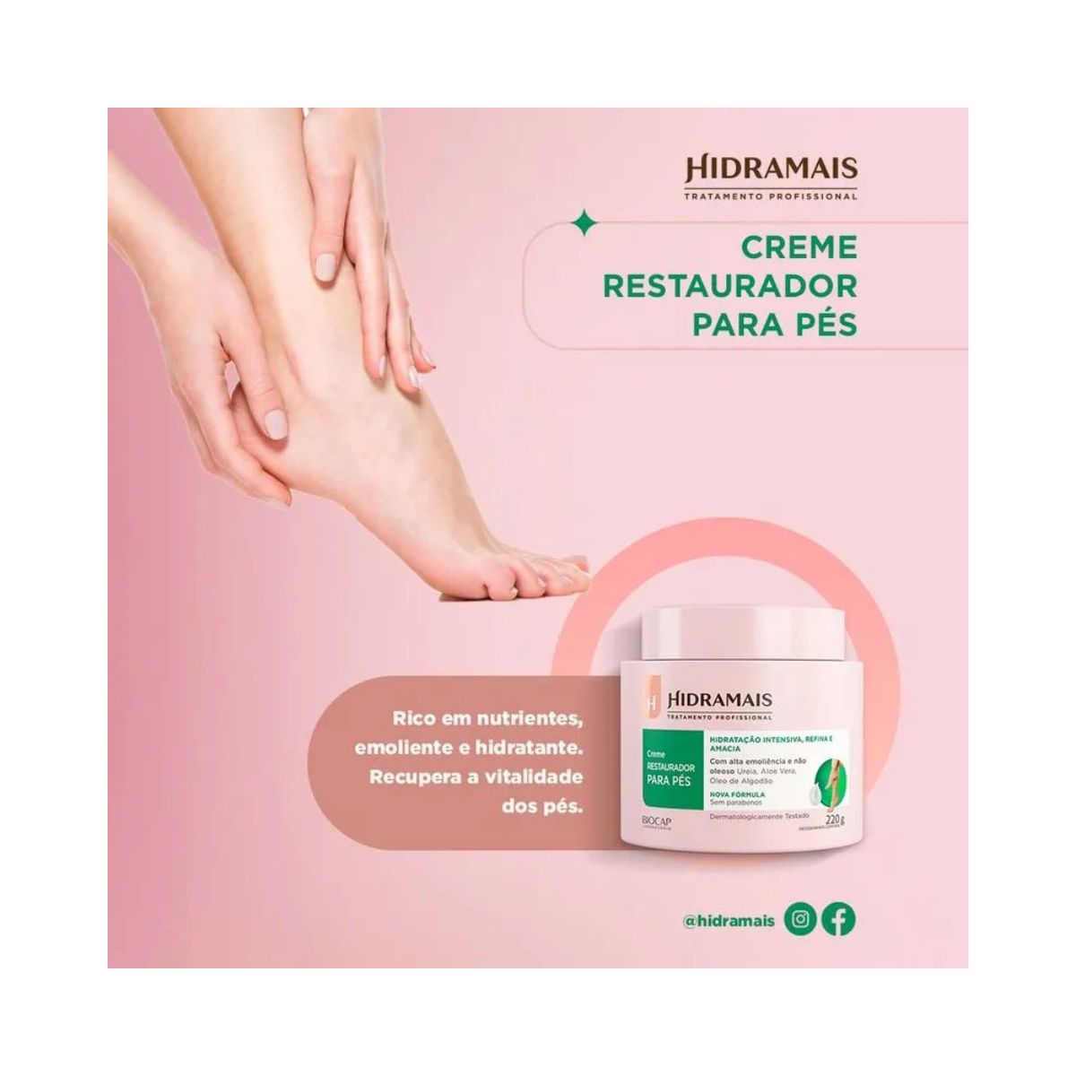 CREME DESDODORANTE RESTAURADOR PARA OS PÉS HIDRAMAIS 220G