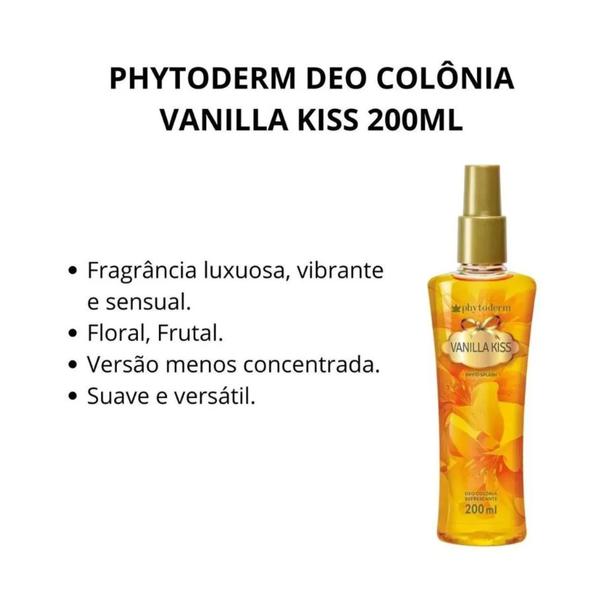 DEO COLÔNIA FEMININA SPLASH VANILLA KISS PHYTODERM 200ML