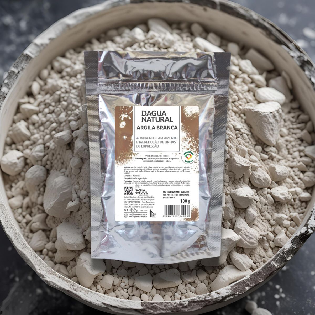 ARGILA BRANCA SACHE D'AGUA NATURAL 100G