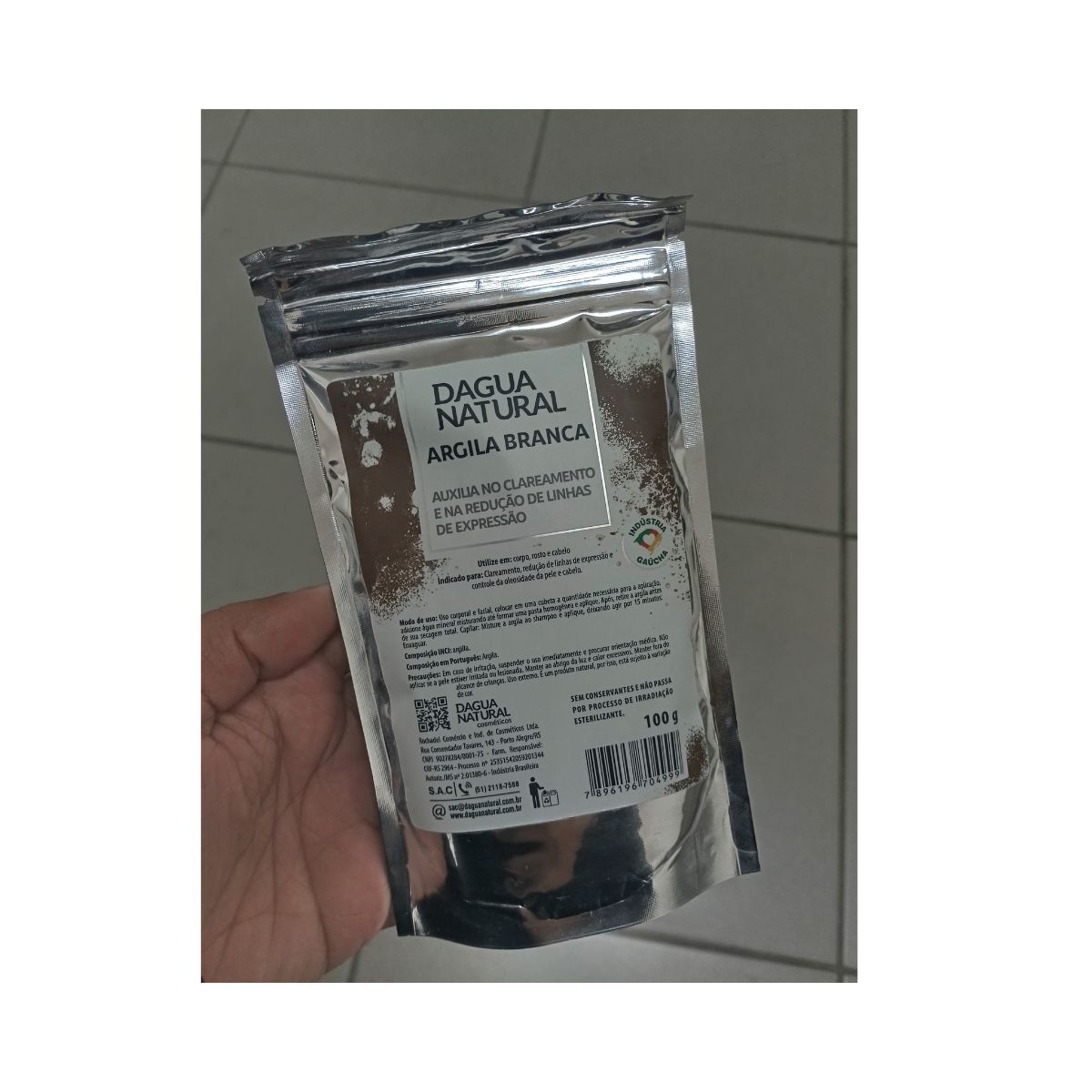 ARGILA BRANCA SACHE D'AGUA NATURAL 100G