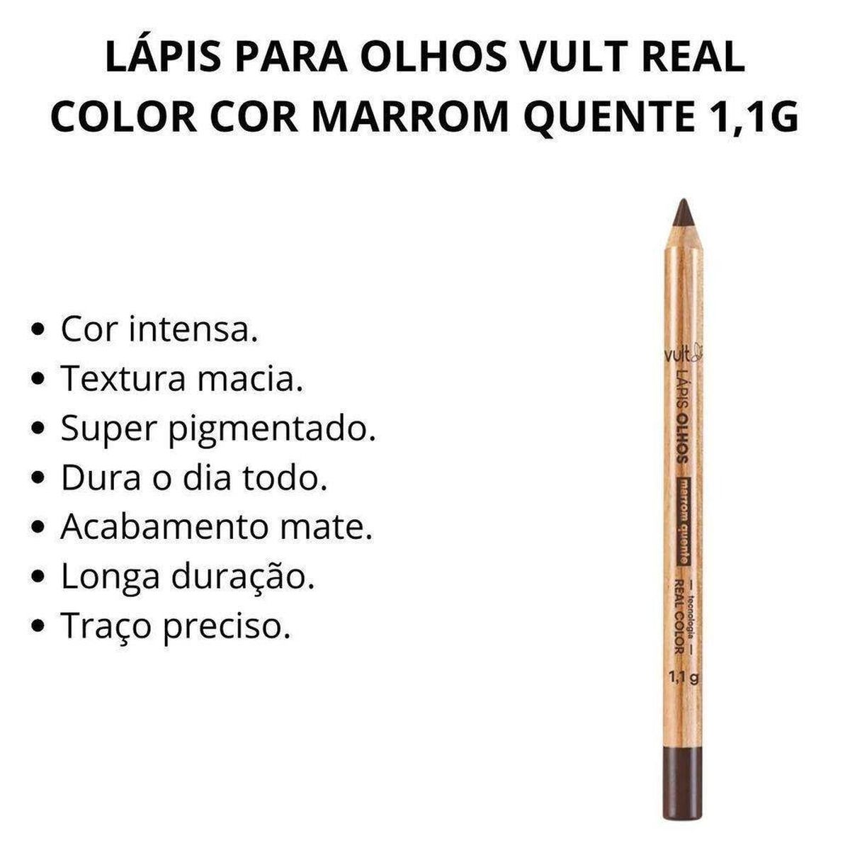 LÁPIS PARA OLHOS MADEIRA REAL COLOR MARROM QUENTE VULT