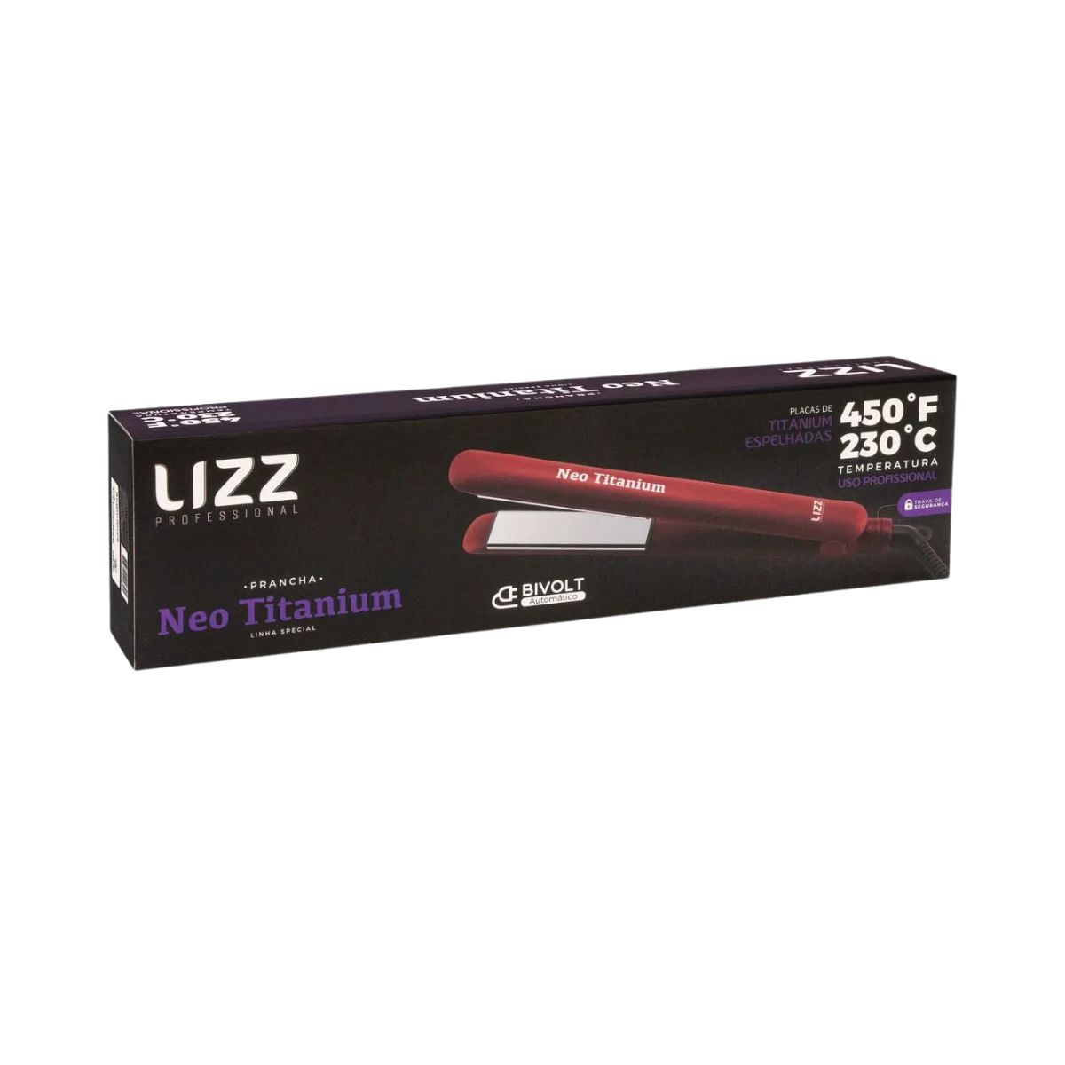 PRANCHA NEO TITANIUM VERMELHA BIVOLT LIZZ