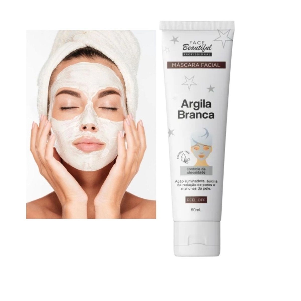 MÁSCARA FACIAL ARGILA BRANCA FACE BEAUTIFUL 50ML