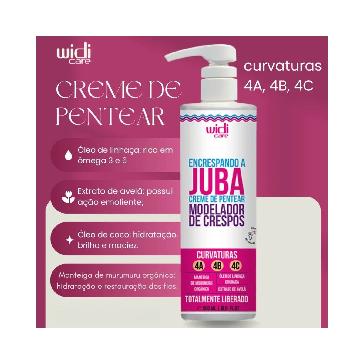 CREME DE PENTEAR ENCRESPANDO A JUBA WIDI CARE 500ML